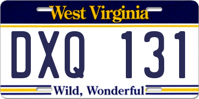 WV license plate DXQ131