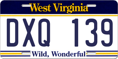 WV license plate DXQ139