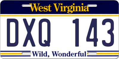 WV license plate DXQ143