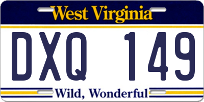 WV license plate DXQ149