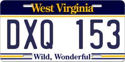 WV license plate DXQ153