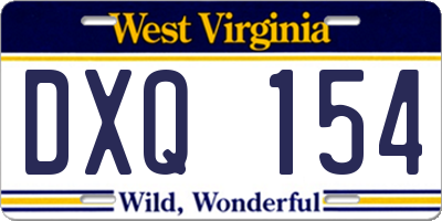 WV license plate DXQ154