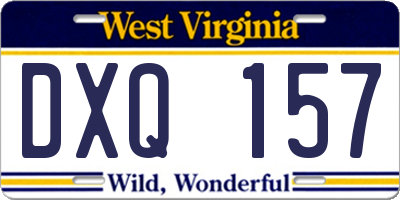 WV license plate DXQ157