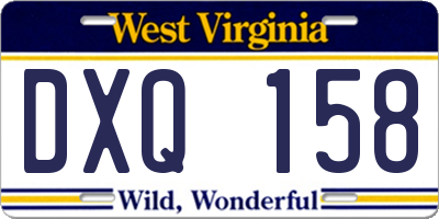 WV license plate DXQ158