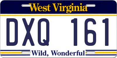 WV license plate DXQ161