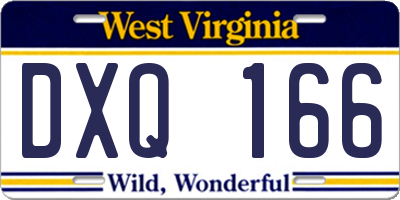 WV license plate DXQ166
