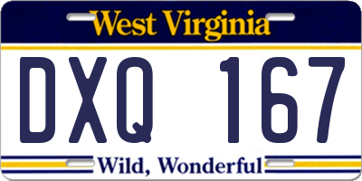 WV license plate DXQ167