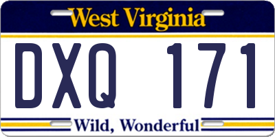 WV license plate DXQ171