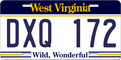 WV license plate DXQ172