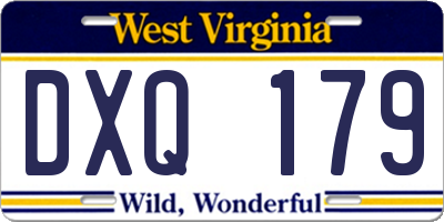 WV license plate DXQ179