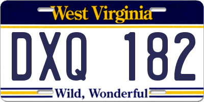 WV license plate DXQ182