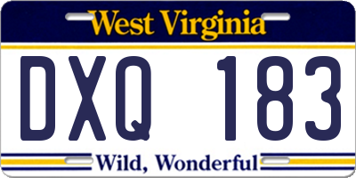 WV license plate DXQ183