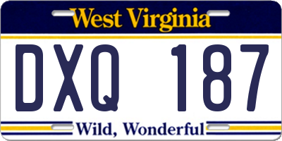 WV license plate DXQ187