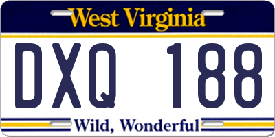 WV license plate DXQ188