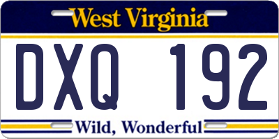 WV license plate DXQ192