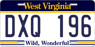 WV license plate DXQ196