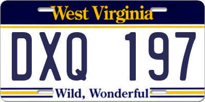WV license plate DXQ197