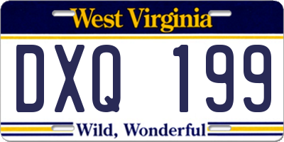 WV license plate DXQ199