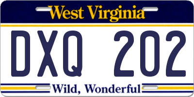 WV license plate DXQ202