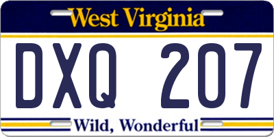 WV license plate DXQ207