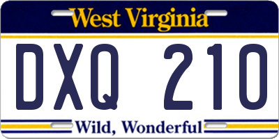 WV license plate DXQ210
