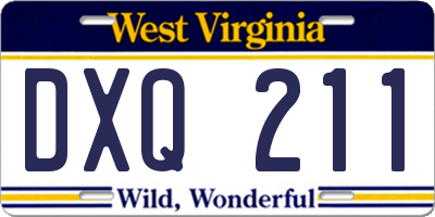 WV license plate DXQ211