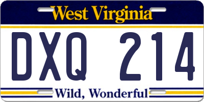 WV license plate DXQ214