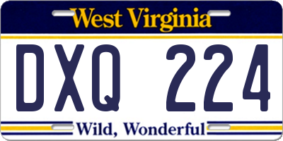 WV license plate DXQ224
