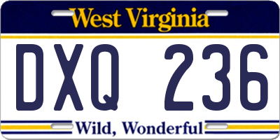 WV license plate DXQ236