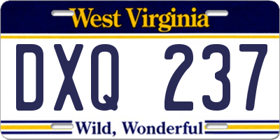 WV license plate DXQ237