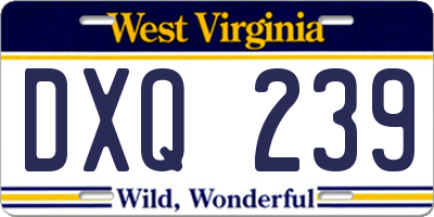 WV license plate DXQ239