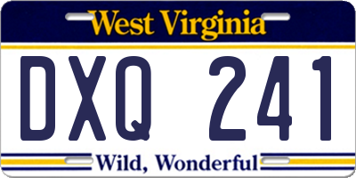 WV license plate DXQ241
