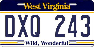 WV license plate DXQ243
