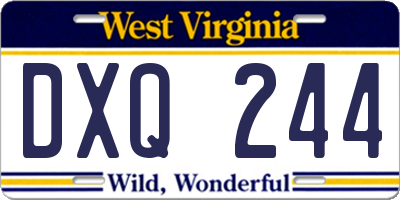 WV license plate DXQ244