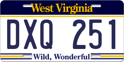 WV license plate DXQ251