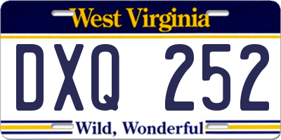 WV license plate DXQ252