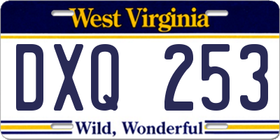 WV license plate DXQ253