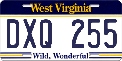 WV license plate DXQ255