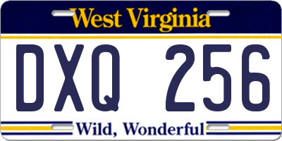 WV license plate DXQ256