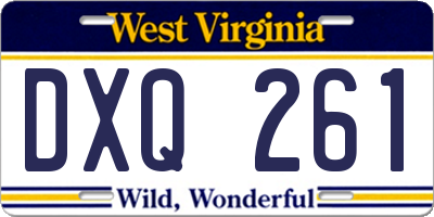 WV license plate DXQ261