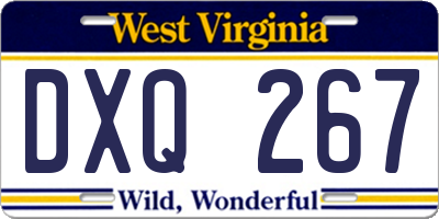WV license plate DXQ267