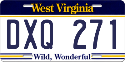 WV license plate DXQ271