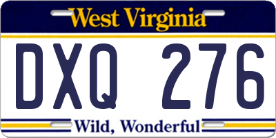 WV license plate DXQ276