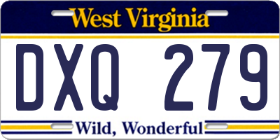 WV license plate DXQ279