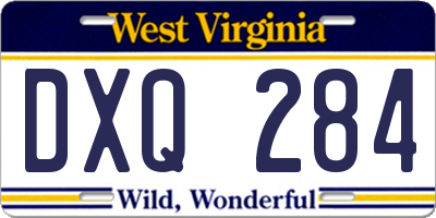WV license plate DXQ284