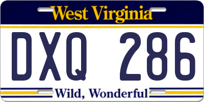 WV license plate DXQ286