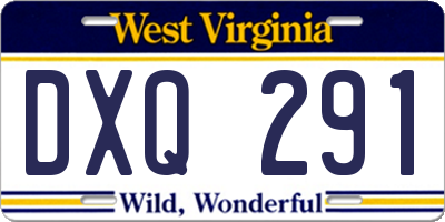 WV license plate DXQ291