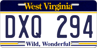 WV license plate DXQ294