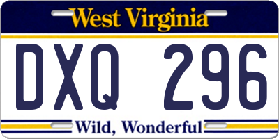 WV license plate DXQ296