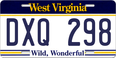 WV license plate DXQ298